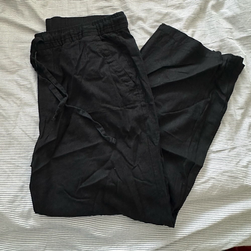 Old Navy Size Large Black Straight Leg Linen Pants